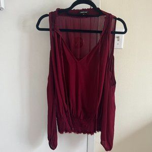 Love Sam Red Cold Shoulder Blouse